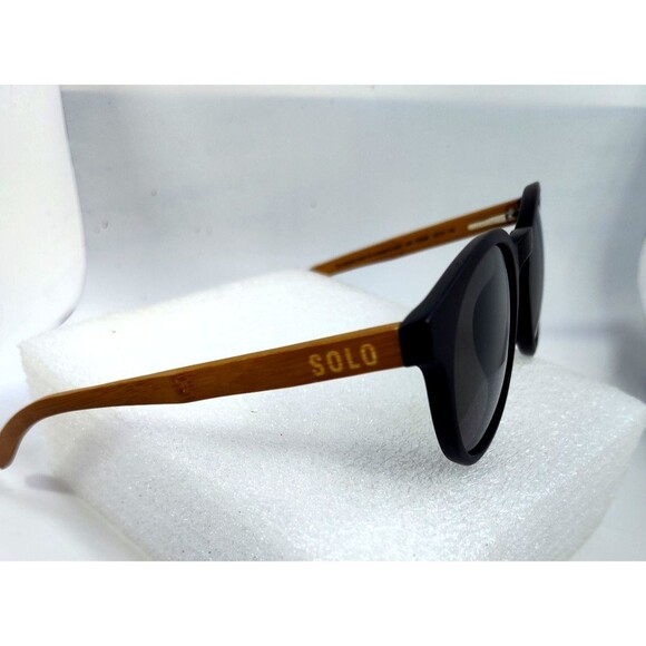 SOLO Peru Women's Sunglass Black And Bamboo Wood Temples Cat Eyes 50-21-140 - Picture 5 of 11